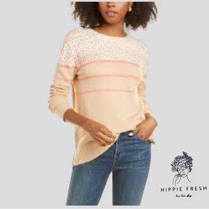 BeachLunchLounge Women's Neutral Animal Print Striped Long Sleeve Sweater XXL/20